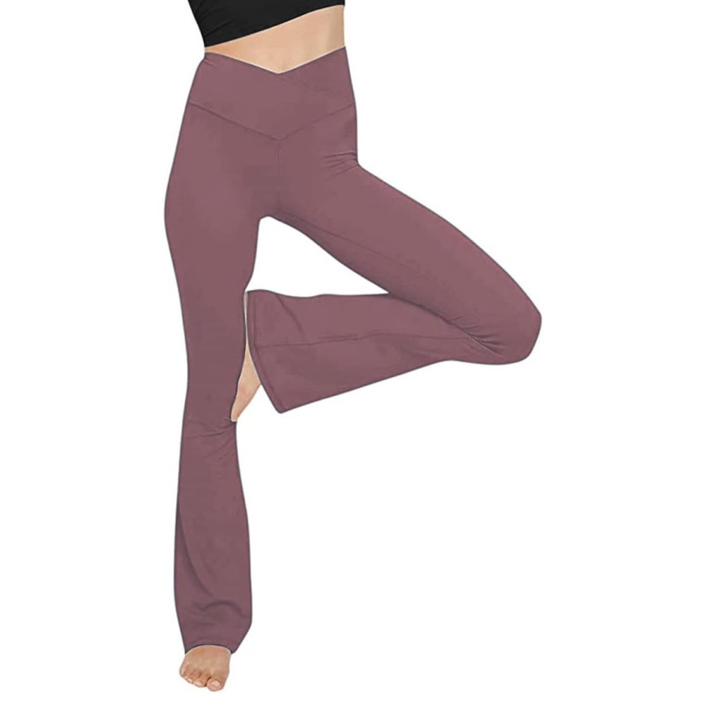 TOPYOGAS Women's Yoga Pants V Crossover High Waisted Flares